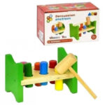 Wooden Percussion Platform Pounding Bench and Hammer Knock Children